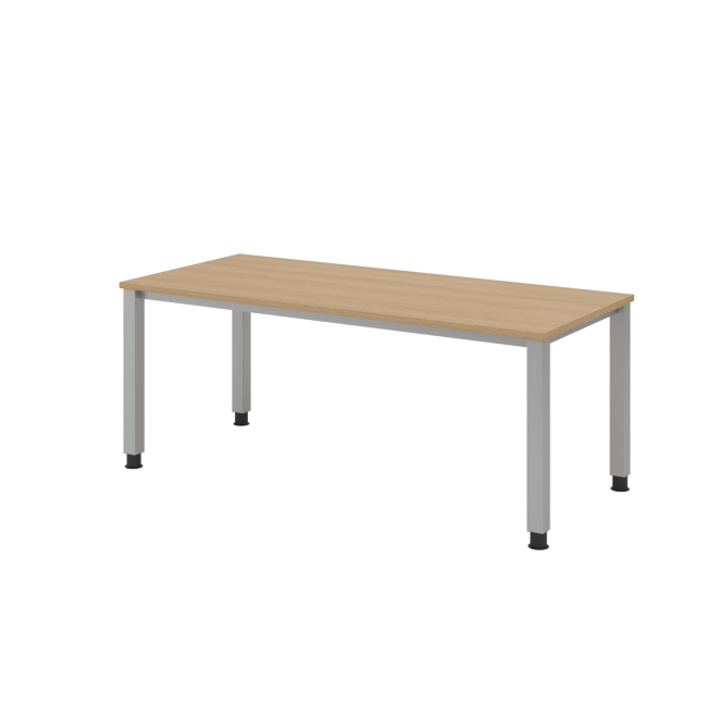 Schreibtisch Quebec - höhenverstellbar - B 1800 mm - 4-Fuß - silber/eiche