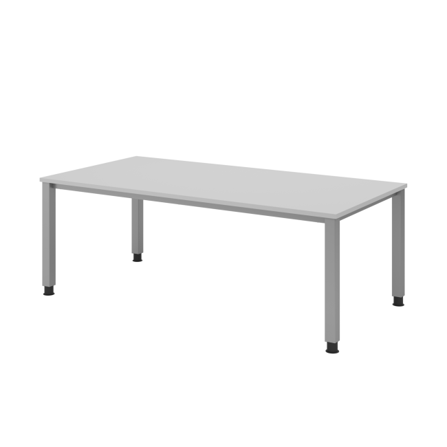 Schreibtisch Quebec - höhenverstellbar - B 2000 mm - 4-Fuß - silber/grau