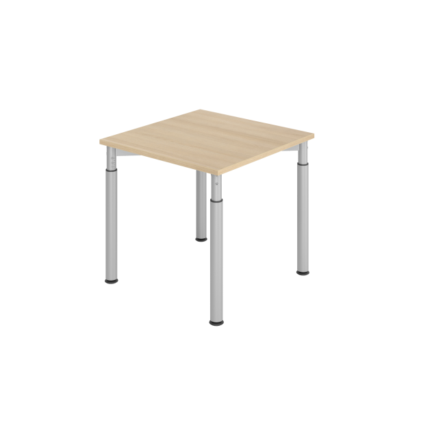 Schreibtisch Yale - 680-820 mm höhenverstellbar - B 800 mm - 4-Fuß - silber/eiche