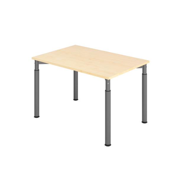 Schreibtisch Yale - 680-820 mm höhenverstellbar - B 1200 mm - 4-Fuß - graphit/ahorn