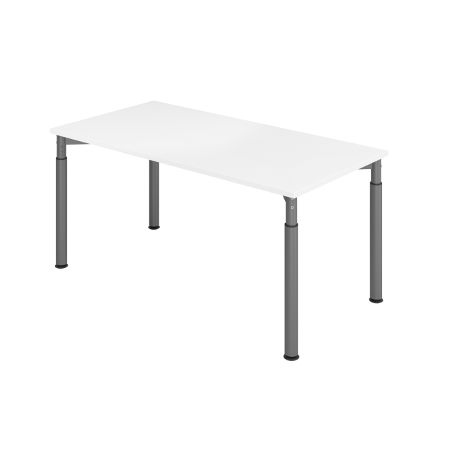 Schreibtisch Yale - 680-820 mm höhenverstellbar - B 1600 mm - 4-Fuß - graphit/weiß