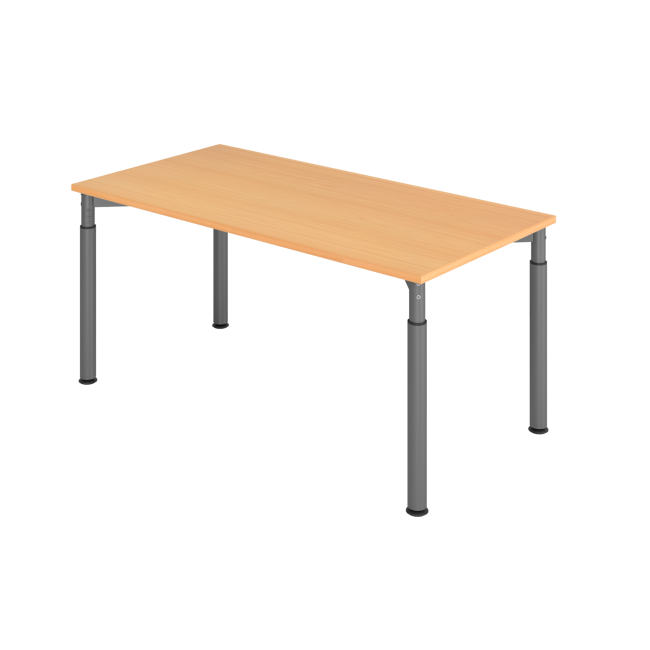 Schreibtisch Yale - 680-820 mm höhenverstellbar - B 1600 mm - 4-Fuß - graphit/buche