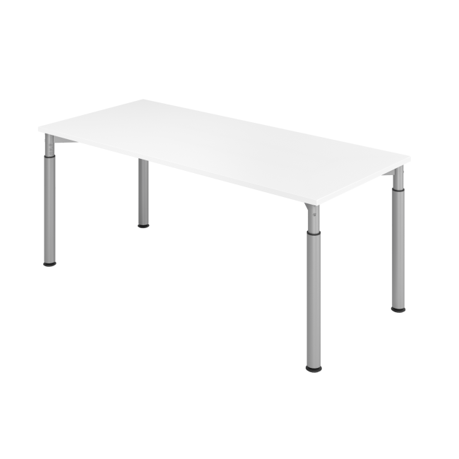 Schreibtisch Yale - 680-820 mm höhenverstellbar - B 1800 mm - 4-Fuß - silber/weiß