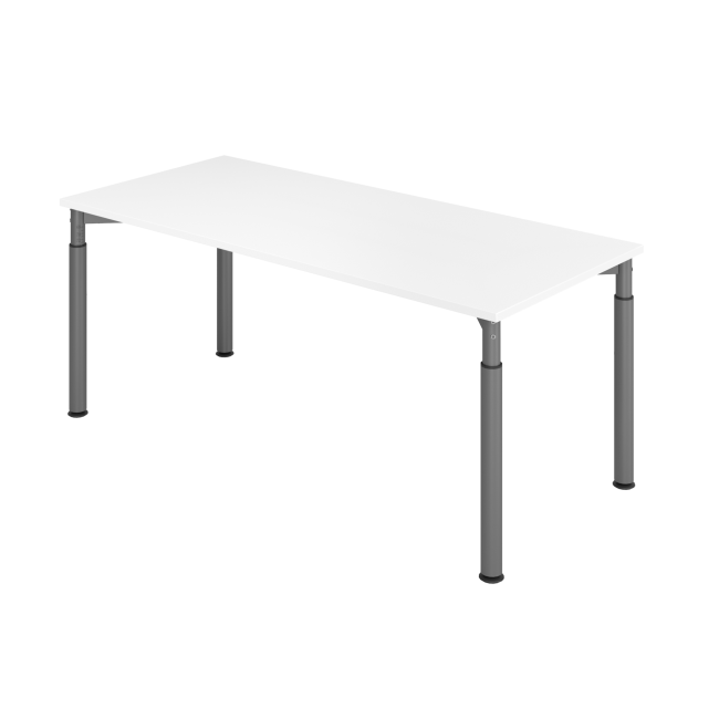 Schreibtisch Yale - 680-820 mm höhenverstellbar - B 1800 mm - 4-Fuß - graphit/weiß