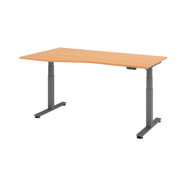 Freiformtisch Jakarta - elektr. höhenverstellbar - T-Fuß - graphit/buche