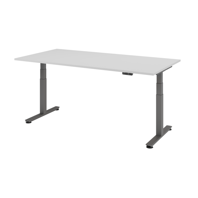 E-Tisch Jakarta - elektr. höhenverstellbar - 2000 x 1000 - T-Fuß - graphit/grau