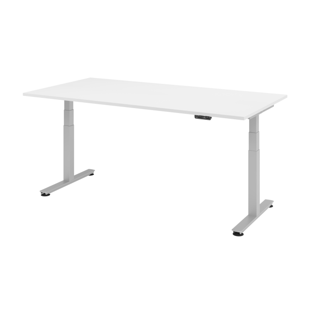 E-Tisch Jakarta - elektr. höhenverstellbar - 2000 x 1000 - T-Fuß - silber/weiß