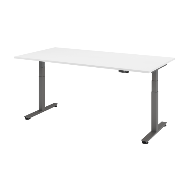 E-Tisch Jakarta - elektr. höhenverstellbar - 2000 x 1000 - T-Fuß - graphit/weiß