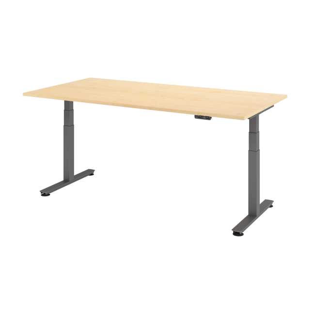 E-Tisch Jakarta - elektr. höhenverstellbar - 2000 x 1000 - T-Fuß - graphit/ahorn