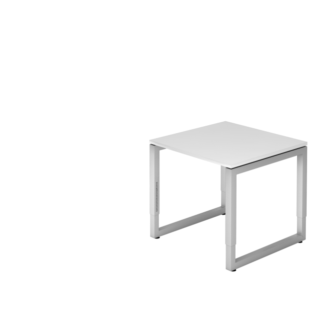 Schreibtisch Rotterdam - 650-850 mm höheneinstellbar - O-Fuß - B 800 mm - silber/weiß