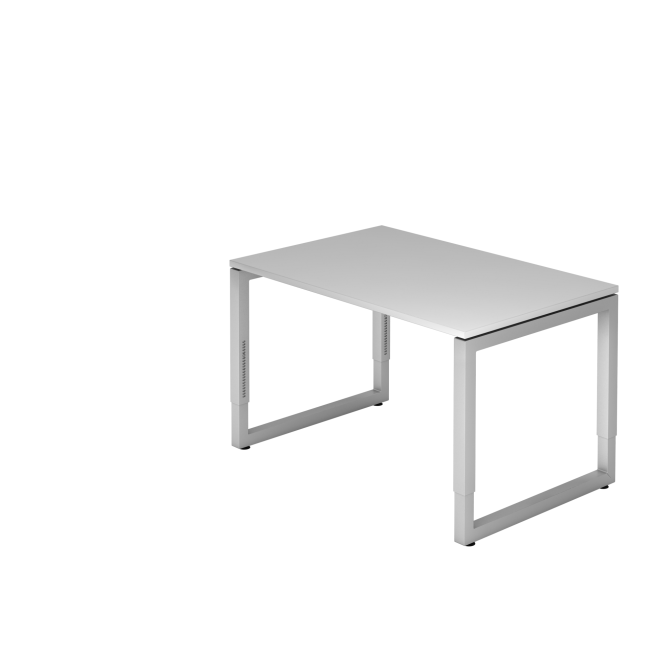 Schreibtisch Rotterdam - 650-850 mm höheneinstellbar - O-Fuß - B 1200 mm - silber/grau