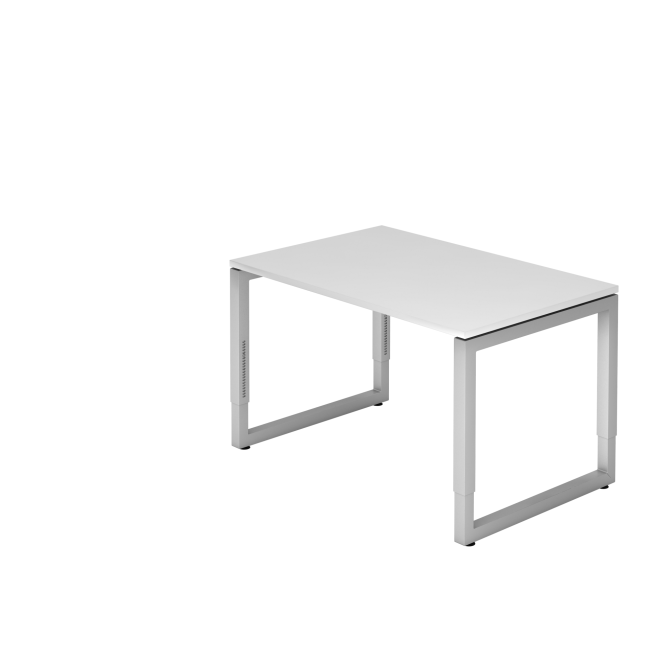 Schreibtisch Rotterdam - 650-850 mm höheneinstellbar - O-Fuß - B 1200 mm - silber/weiß