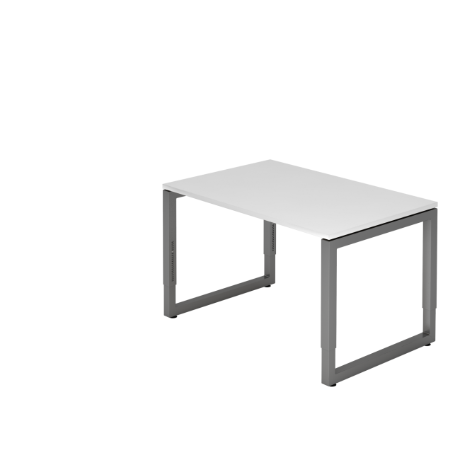 Schreibtisch Rotterdam - 650-850 mm höheneinstellbar - O-Fuß - B 1200 mm - graphit/weiß