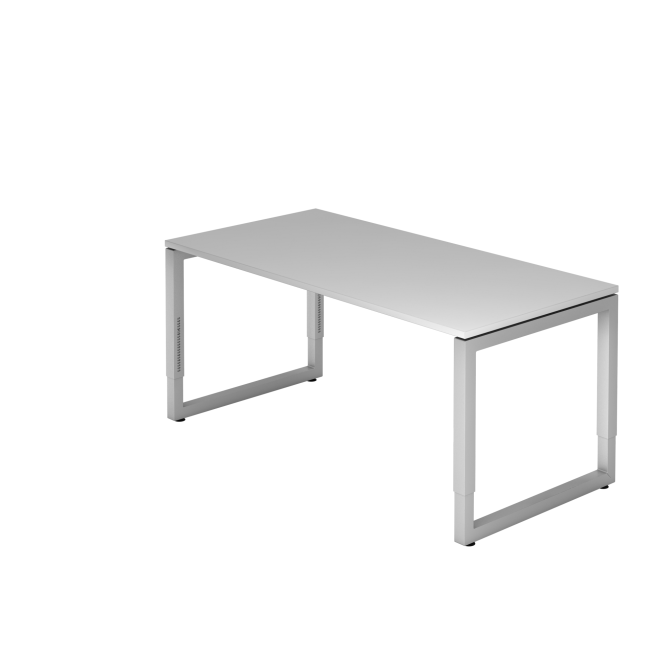 Schreibtisch Rotterdam - 650-850 mm höheneinstellbar - O-Fuß - B 1600 mm - silber/grau