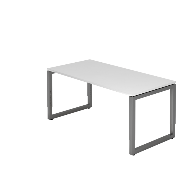 Schreibtisch Rotterdam - 650-850 mm höheneinstellbar - O-Fuß - B 1600 mm - graphit/weiß