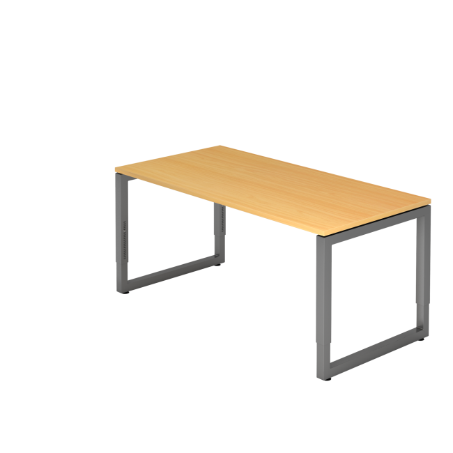 Schreibtisch Rotterdam - 650-850 mm höheneinstellbar - O-Fuß - B 1600 mm - graphit/buche