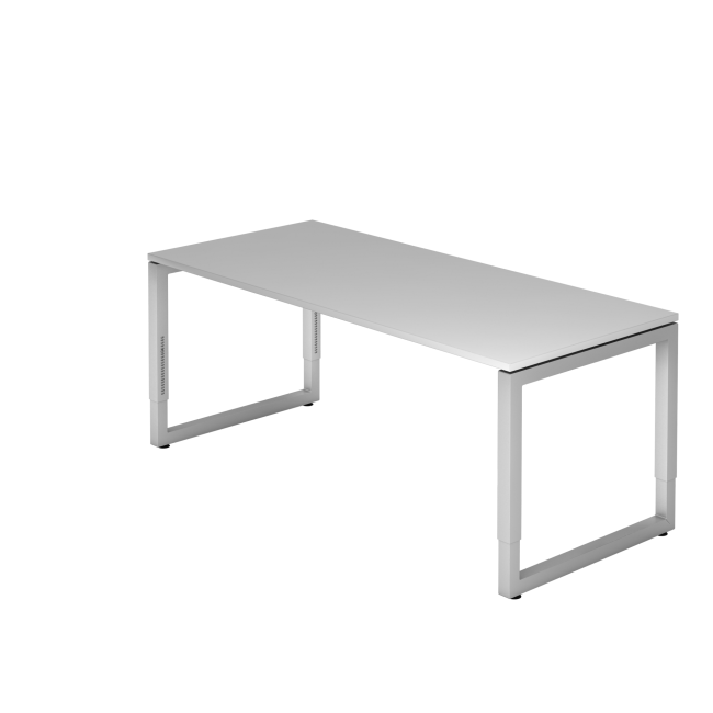 Schreibtisch Rotterdam - 650-850 mm höheneinstellbar - O-Fuß - B 1800 mm - silber/grau