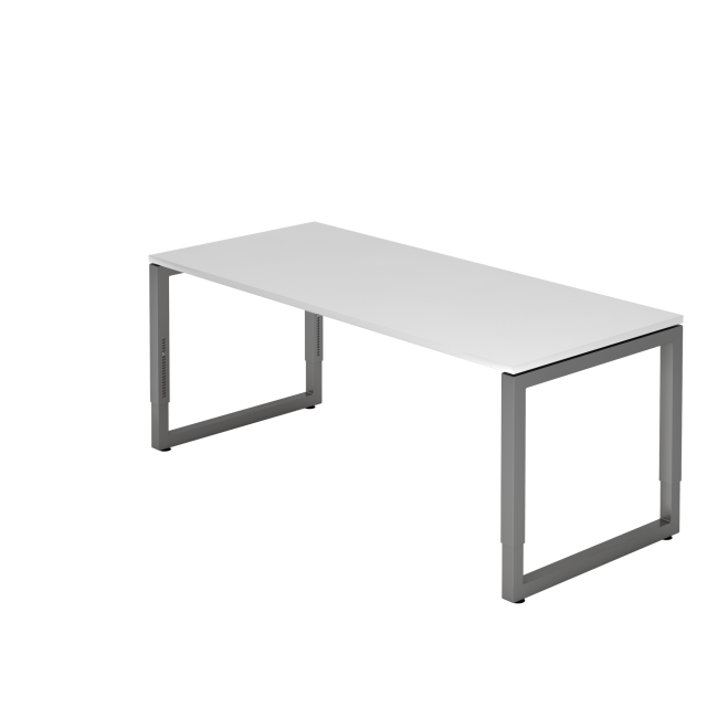 Schreibtisch Rotterdam - 650-850 mm höheneinstellbar - O-Fuß - B 1800 mm - graphit/weiß