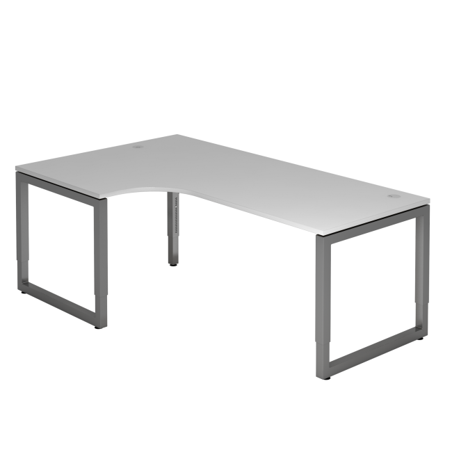 Winkelschreibtisch Rotterdam - 650-850 mm höheneinstellbar - O-Fuß - graphit/grau