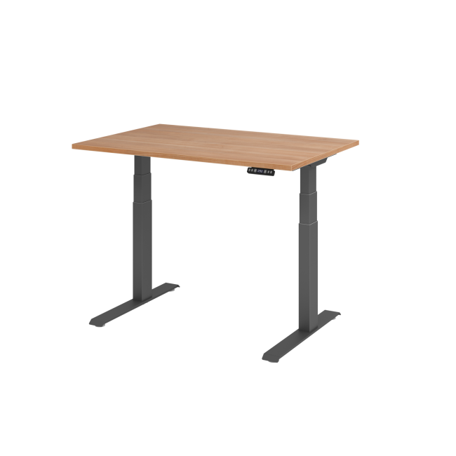 E-Tisch Melbourne - elektr. höhenverstellbar - C-Fuß - B 1200 mm - graphit/nussbaum