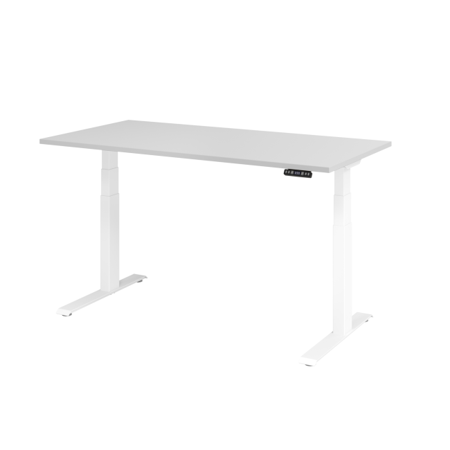 E-Tisch Melbourne - elektr. höhenverstellbar - C-Fuß - B 1600 mm - weiß/grau