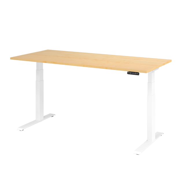E-Tisch Melbourne - elektr. höhenverstellbar - C-Fuß - B 1800 mm - weiß/ahorn