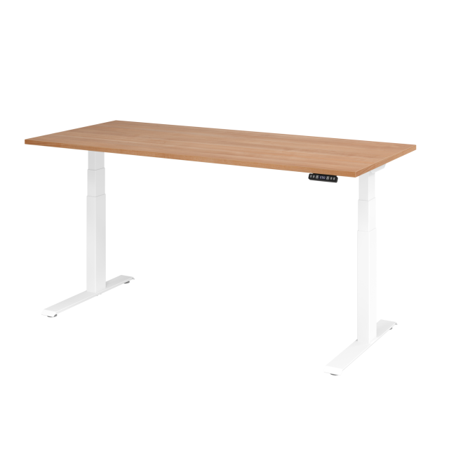 E-Tisch Melbourne - elektr. höhenverstellbar - C-Fuß - B 1800 mm - weiß/nussbaum