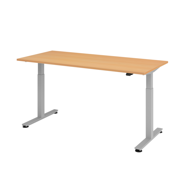 E-Tisch Wien - elektr. höhenverstellbar - C-Fuß - B 1800 mm - silber/buche