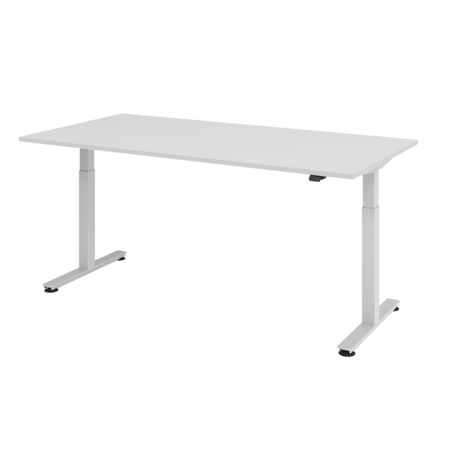 E-Tisch Wien - elektr. höhenverstellbar - C-Fuß - B 2000 mm - silber/grau