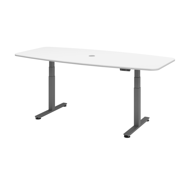 E-Konferenztisch Jakarta - elektr. höhenverstellbar - T-Fuß - graphit/weiß
