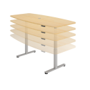 E-Konferenztisch Jakarta - elektr. h&ouml;henverstellbar - T-Fu&szlig; - silber/ahorn