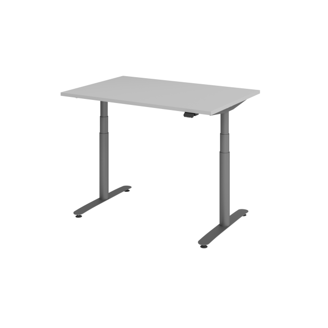 E-Tisch Basel - elektr. höhenverstellbar - Bluetooth - T-Fuß - B 1200 mm - graphit/grau
