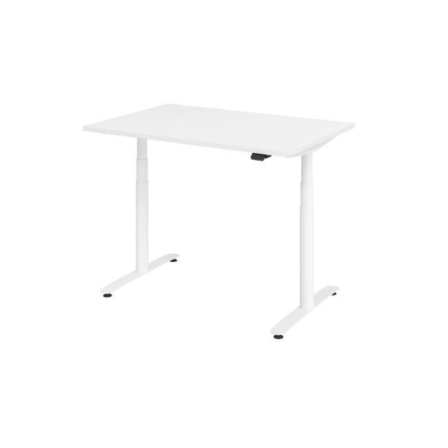 E-Tisch Basel - elektr. höhenverstellbar - Bluetooth - T-Fuß - B 1200 mm - weiß/weiß