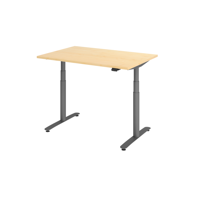 E-Tisch Basel - elektr. höhenverstellbar - Bluetooth - T-Fuß - B 1200 mm - graphit/ahorn
