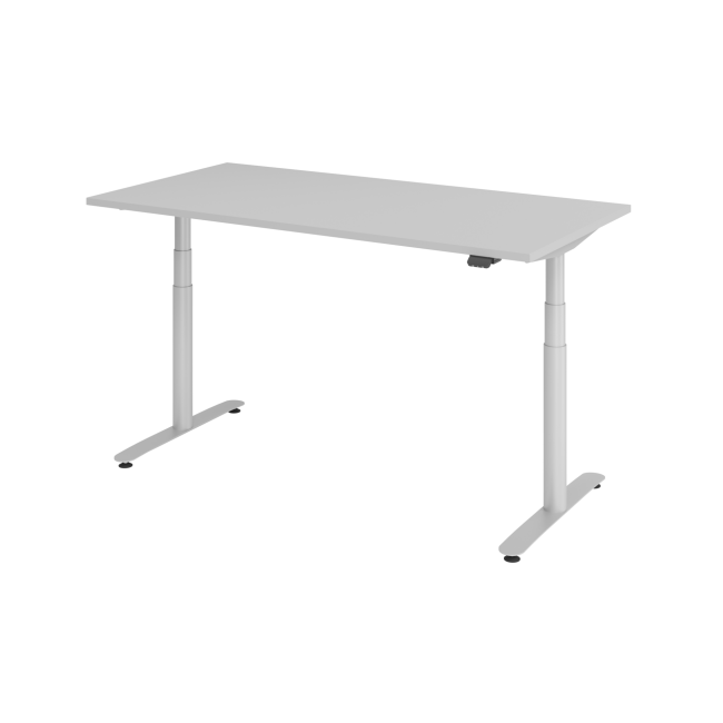 E-Tisch Basel - elektr. höhenverstellbar - Bluetooth - T-Fuß - B 1600 mm - silber/grau