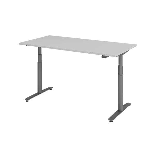 E-Tisch Basel - elektr. höhenverstellbar - Bluetooth - T-Fuß - B 1600 mm - graphit/grau