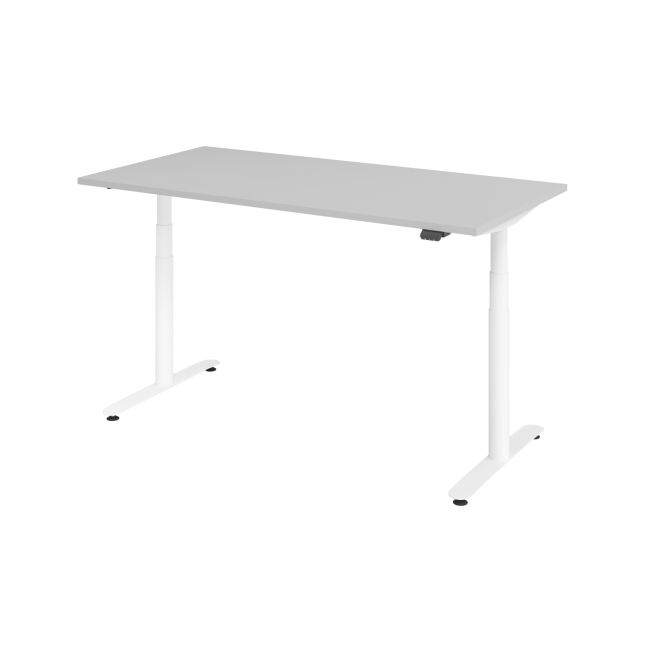 E-Tisch Basel - elektr. höhenverstellbar - Bluetooth - T-Fuß - B 1600 mm - weiß/grau