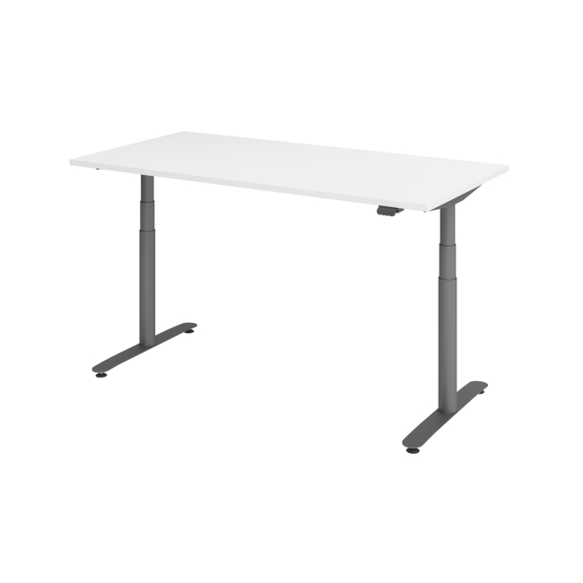 E-Tisch Basel - elektr. höhenverstellbar - Bluetooth - T-Fuß - B 1600 mm - graphit/weiß
