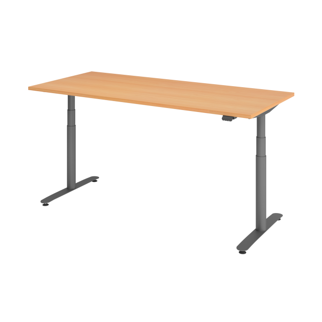 E-Tisch Basel - elektr. höhenverstellbar - Bluetooth - T-Fuß - B 1800 mm - graphit/buche
