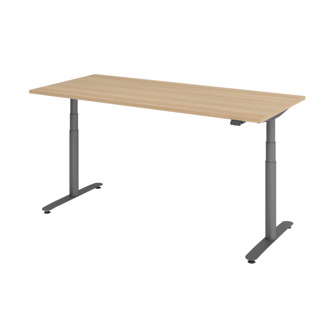 E-Tisch Basel - elektr. höhenverstellbar - Bluetooth - T-Fuß - B 1800 mm - graphit/eiche