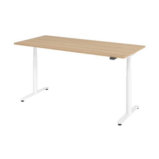 E-Tisch Basel - elektr. höhenverstellbar - Bluetooth - T-Fuß - B 1800 mm - weiß/eiche