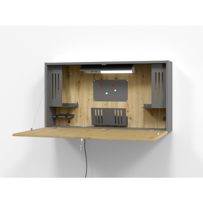 Wandschreibtisch Small Office - graphit/asteiche