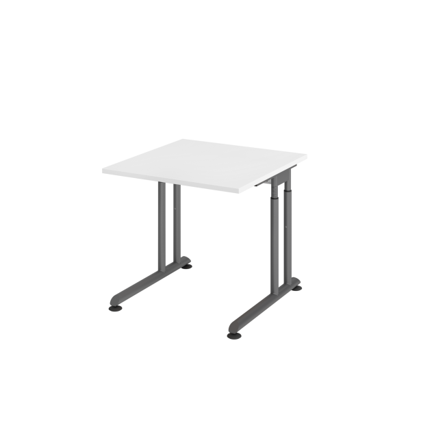 Schreibtisch Zürich - mechanisch höhenverstellbar - C-Fuß - Kabelwanne - B 800 mm - graphit/weiß