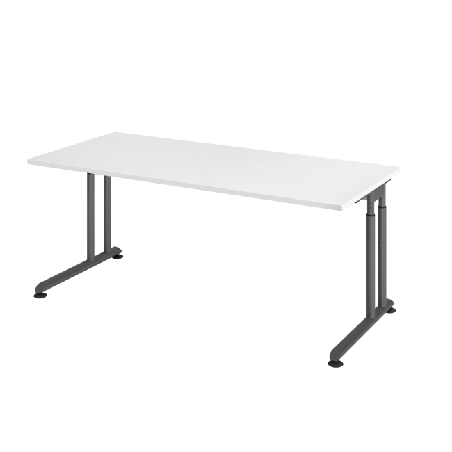 Schreibtisch Zürich - mechanisch höhenverstellbar - C-Fuß - Kabelwanne - B 1800 mm - graphit/weiß