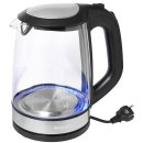 Wasserkocher - 2 L - 360&deg; drehbar - kabellos - schwarz/Glas