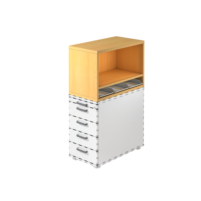 Aufsatzregal aus Holz - für System Standcontainer - buche