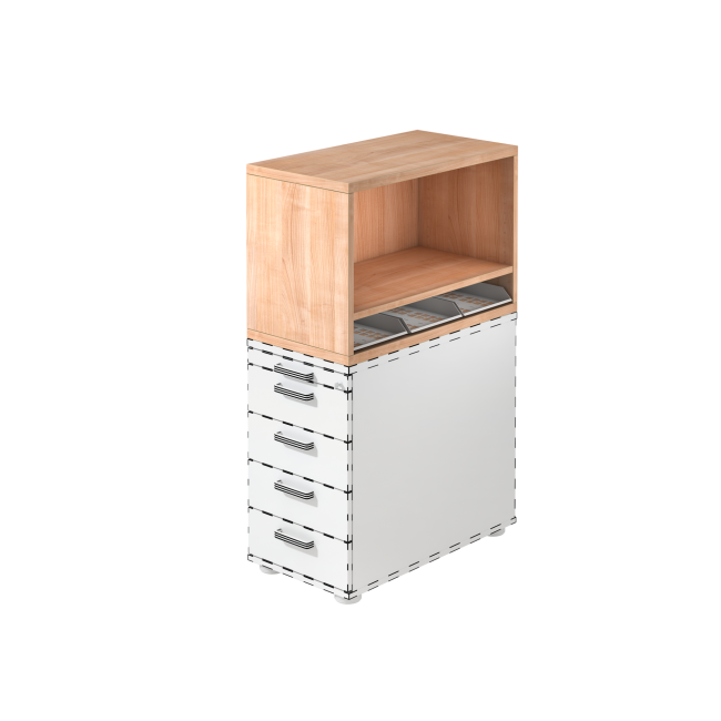 Aufsatzregal aus Holz - für System Standcontainer - nussbaum