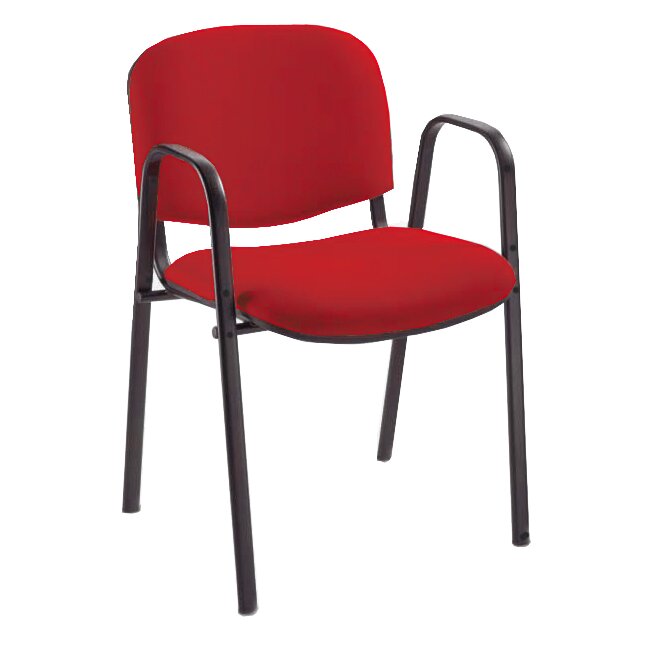 Besucherstuhl mit Armlehnen Stapelstuhl gepolstert Warteraumstühle Büromöbel stapelbar rot/red 220213
