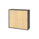 Schiebetürenschrank aus Holz - 3 Ordnerhöhen -...