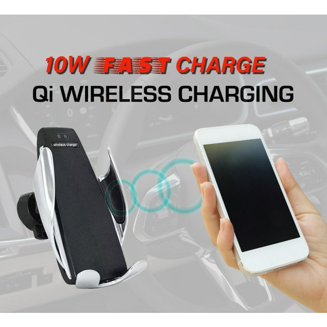 Qi Wireless Charger Handy kabellos Laden + Smartphone Halterung für das Auto. 
Sie können die Ladestation so an Ihren Lüftungsschlitzen anbringen, dass Sie Ihr Smartphone immer im Blick haben, ganz egal, ob Sie damit navigieren oder Musik steuern. 
Die Anbringung an den Lüftungsschlitzen hat den Vorteil gegenüber Windschutzscheiben oder Armaturenbretthalterungen, dass Ihr Telefon einfach zu erreichen ist und für weniger Ablenkung bei Autofahren sorgt.